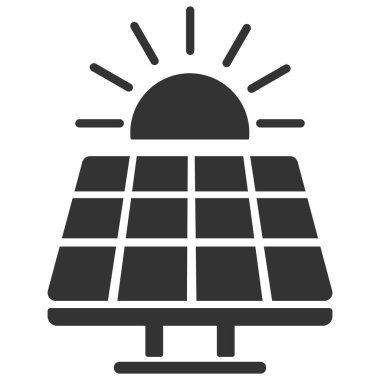 Güneş paneli silueti. Vektör düz simgesi