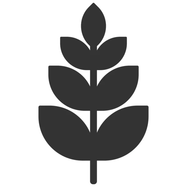 葉のある植物のシルエット ベクトルアイコン — ストックベクタ