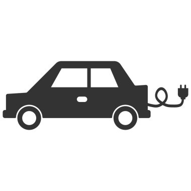 Elektrikli araba silueti. Vektör düz simgesi