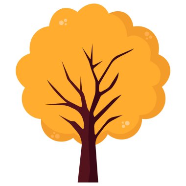 Çizgi film sarı ağacı. Vektör illüstrasyonu