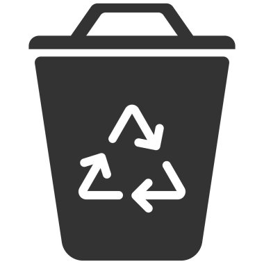 Geri dönüşüm sembollü çöp tenekesi. Vektör simgesi