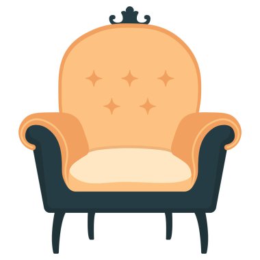 Beyaz arka planda rahat bir koltuk. Çizgi film tarzı. Vektör illüstrasyonu.