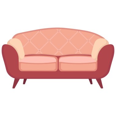 Beyaz arka planda rahat bir kanepe. Çizgi film tarzı. Vektör illüstrasyonu.