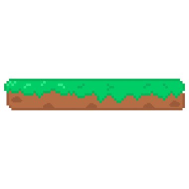 8-bit oyunlar için çim platformu. Piksel resim tarzında vektör simgesi