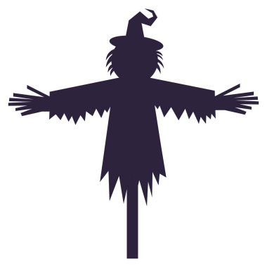 Korkuluk silueti. Vektör Cadılar Bayramı illüstrasyonu