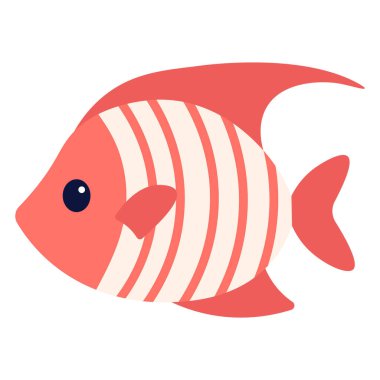 Beyaz arka planda izole edilmiş balık. Vektör düz resimleme