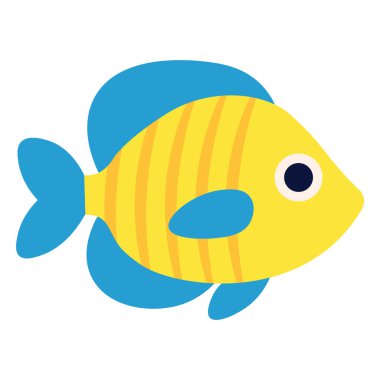 Beyaz arka planda izole edilmiş balık. Vektör düz resimleme