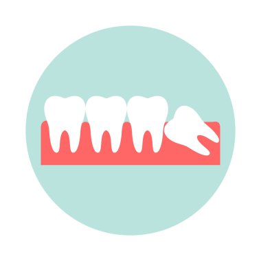 Yirmilik dişli diş kemeri. Diş sorunları kavramı. Vektör düz simgesi.