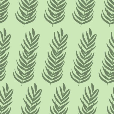Yeşil arka planda kusursuz el yapımı yaprak deseni.
