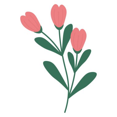 Yeşil yapraklı çiçek. Vektör düz resimleme