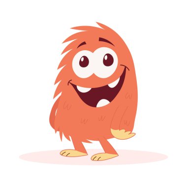 Beyaz Arkaplanda Komik Kabarık Canavar