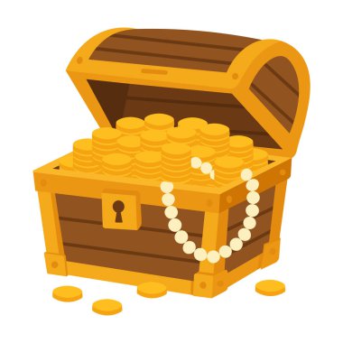 Çizgi roman hazine sandığı altınla dolu.