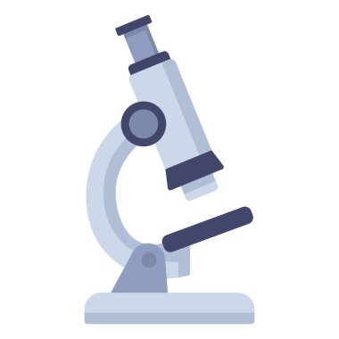 Beyazlar üzerinde izole edilmiş modern düz stil mikroskop ya da bilim araştırması