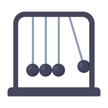 Bir çerçeve içinde asılı beş metal top ile klasik bir Newtons beşiği momentum ve enerji transferini gösterir.