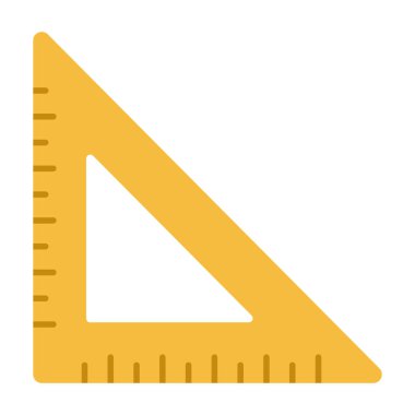 Geometri veya teknik tasarımda açı ve ölçümler çizmek için kullanılan sarı üçgen cetvel.