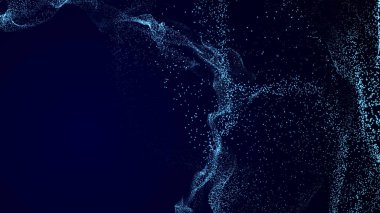 Hareket eden toz parçacıklarının soyut arkaplanı. Parıltılı olay ışığı. Rastgele parlıyor ve renk parlıyor. Üç Boyut .