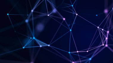 Uzayda renkli çizgilerin ve şekillerin bağlantısı. Büyük veri görselleştirmesi. Dijital arka plan. 3d .