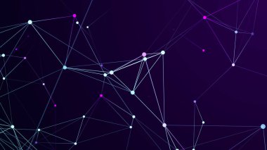 Uzayda renkli çizgilerin ve şekillerin bağlantısı. Büyük veri görselleştirmesi. Dijital arka plan. 3d .