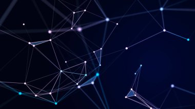 Uzayda renkli çizgilerin ve şekillerin bağlantısı. Büyük veri görselleştirmesi. Dijital arka plan. 3d .