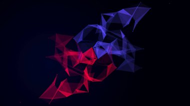 Uzayda renkli çizgilerin ve şekillerin bağlantısı. Büyük veri görselleştirmesi. Dijital arka plan. 3d .