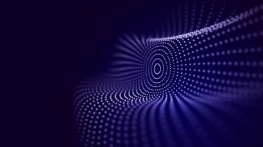 Hareket eden bilgi parçacıkları ile küre. Küresel iletişim teknolojisi. Üç Boyut .