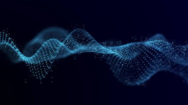 Ağ bağlantısı yapısı. Dijital veri arkaplanı. Karanlık bir arkaplanda noktaların ve çizgilerin birleşimi. Üç Boyut .