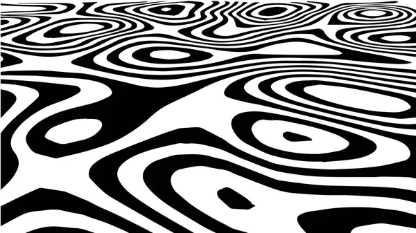 Zwart Witte Abstracte Golf Met Vervormingseffect Optische Illusie Vectorillustratie — Stockvector