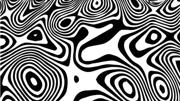 Onda Astratta Bianco Nero Con Effetto Distorsione Illusione Ottica Illustrazione — Vettoriale Stock