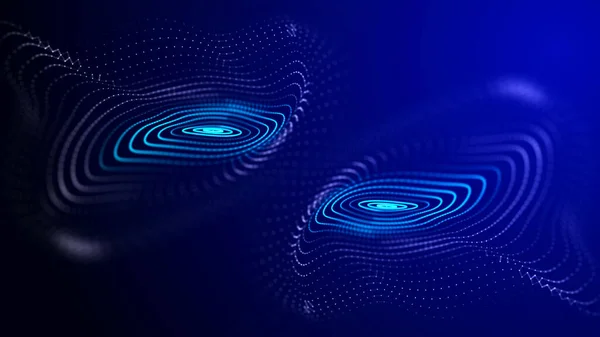 技術的背景 ドットや線と絡み合う音楽粒子の波 ビッグデータのためのInternet Explorer — ストック写真
