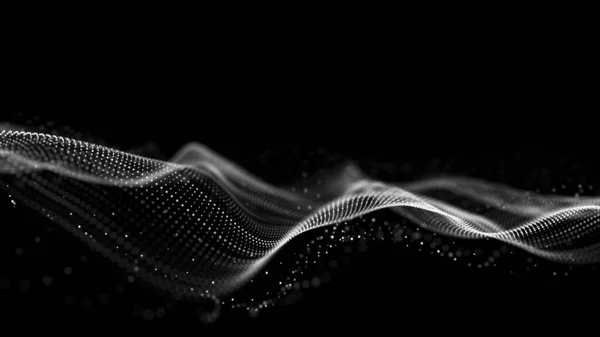 Abstrakter Digitaler Hintergrund Welle Mit Beweglichen Punkten Musikalischer Soundstrom — Stockfoto