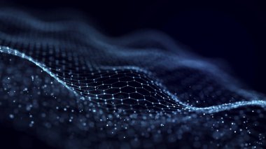 Cybernetic network connection flow. Big data visualization. 3d