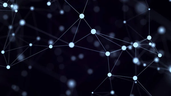 Visualisierung Von Big Data Netzwerkverbindungsstruktur Mit Chaotischer Verteilung Von Punkten — Stockfoto
