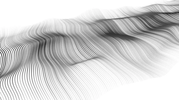 Abstrakte Futuristische Welle Schwarzer Punkte Die Sich Auf Weißem Hintergrund — Stockvektor