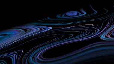 Karanlık uzayda soyut sim parçacıkları. Ağ veri aktarımı kavramı. Üç Boyut .