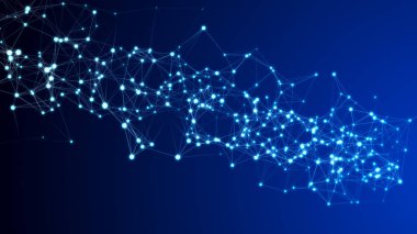 Soyut dijital bilim geçmişi. Parlak parçacıkların akışı. Büyük veri görselleştirmesi. 3d