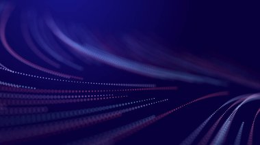 Karanlık uzayda soyut sim parçacıkları. Ağ veri aktarımı kavramı. Üç Boyut .