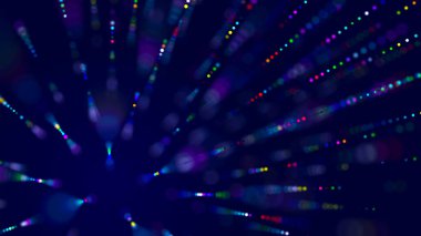 Parlayan parçacıkların soyut parlak dalgası. Müzikal seslerin sesi. Büyük veri görselleştirmesi. 3d