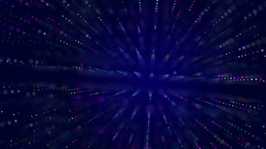 Parlayan parçacıkların soyut parlak dalgası. Müzikal seslerin sesi. Büyük veri görselleştirmesi. 3d