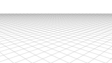 Vektör perspektifi örgüsü. Beyaz arka planda ayrıntılı çizgiler. 3d .