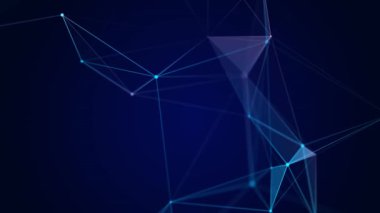 Uzayda renkli çizgilerin ve şekillerin bağlantısı. Büyük veri görselleştirmesi. Dijital arka plan. 3d .