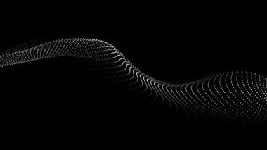 Dinamik dalgalı fonda noktalar. Büyük verilerin 3 boyutlu görüntülenmesi. Üç Boyut .