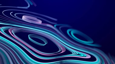 Karanlık uzayda soyut sim parçacıkları. Ağ veri aktarımı kavramı. Üç Boyut .