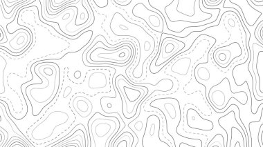 Abstract arrangement of lines in the style of a topographic map. Dark outlines on a light background. 3D Vector illustration.