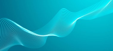 Soyut iç içe geçmiş noktaların ve uzayda çizgilerin dinamik dalgası. Üç Boyut