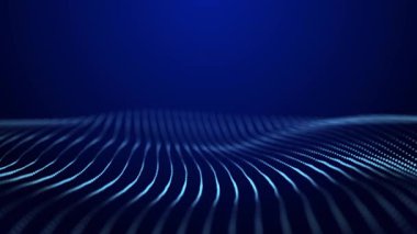 Soyut mavi fütüristik arka plan. Teknolojik veri akışı dalgası. 3B görüntüleme.