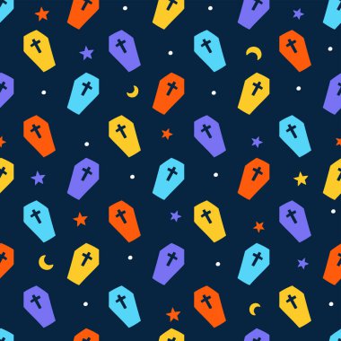 Şirin Mutlu Cadılar Bayramı, turuncu, mavi, mavi, tabut, karikatür, desensiz, siyah arka plan, hayalet, haç, haç...