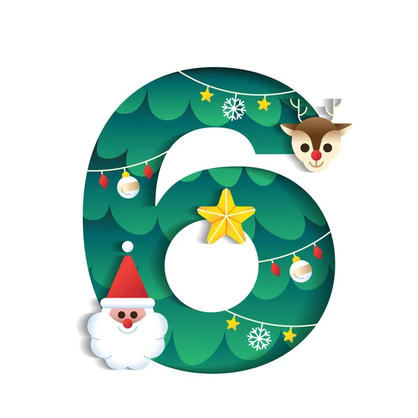 Numeric Number Alphabet Cute Merry Christmas Concept Santa Claus Reindeer — 스톡 벡터