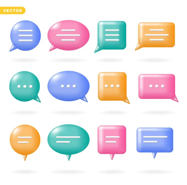 Color Speech Bubble Balloon Element Conversation Comic Talking Speaking Message — Stock Vector