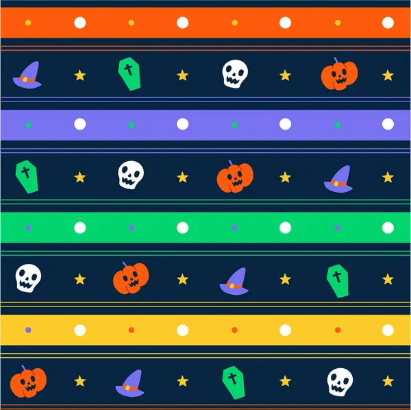Cute Minimalny Happy Halloween Pozioma Linia Pasek Checkered Gingham Duch — Wektor stockowy