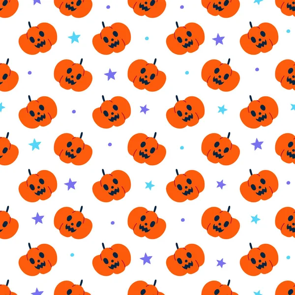 Söt Happy Halloween Orange Pumpa Lampa Jack Lykta Pumpor Tecknad — Stock vektor